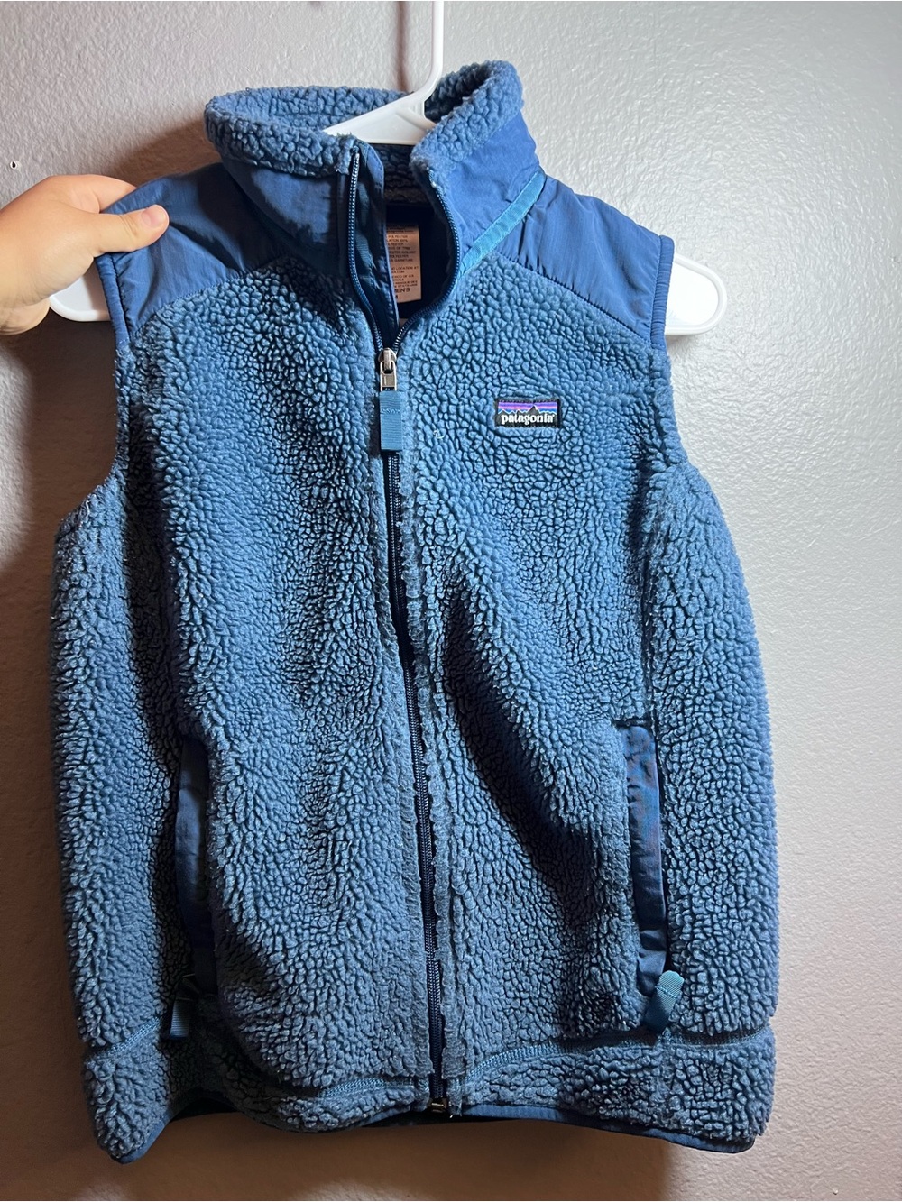 Patagonia Blue Sherpa Fleece Zip Vest